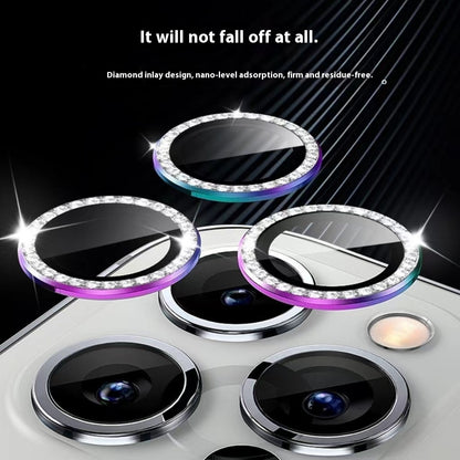 Mobile Phone Tempered Glass Rhinestone Lens Protector