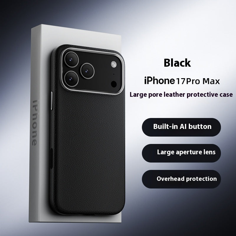 Applicable Plain Leather Phone Case Button Drop-resistant