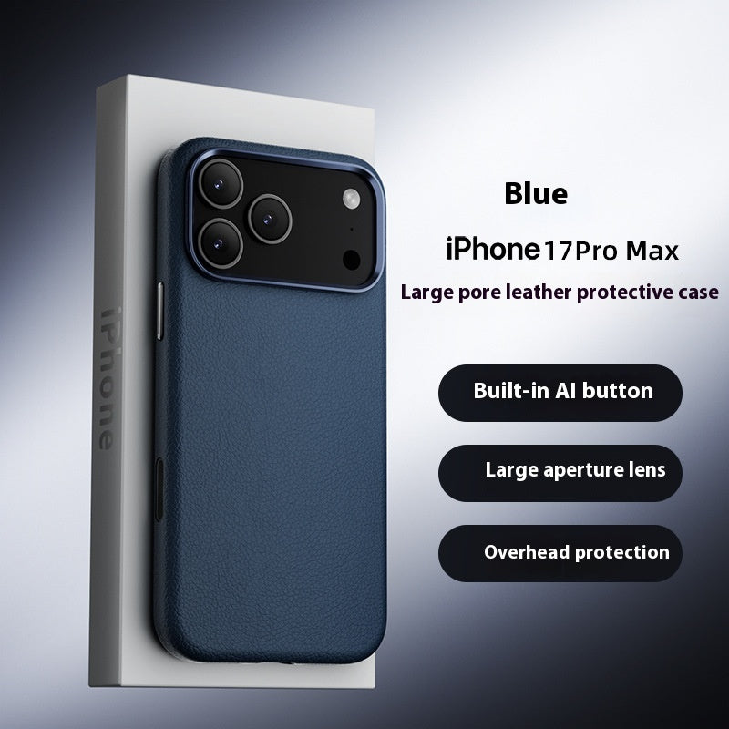 Applicable Plain Leather Phone Case Button Drop-resistant