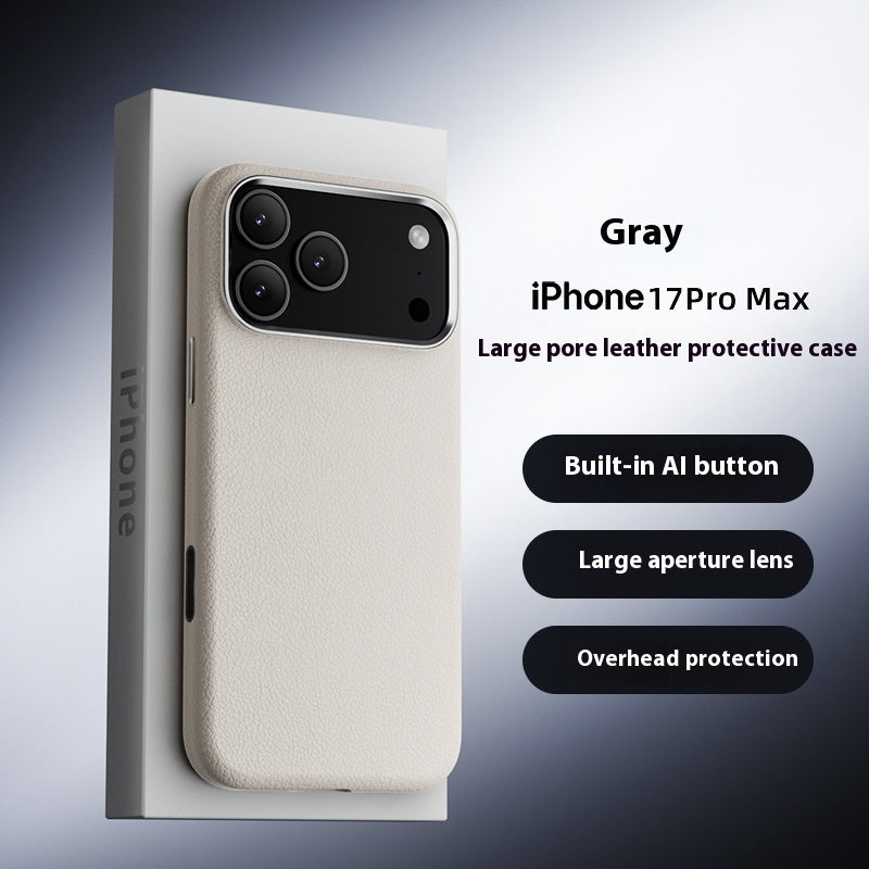 Applicable Plain Leather Phone Case Button Drop-resistant