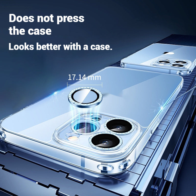 Mobile Phone Tempered Glass Rhinestone Lens Protector
