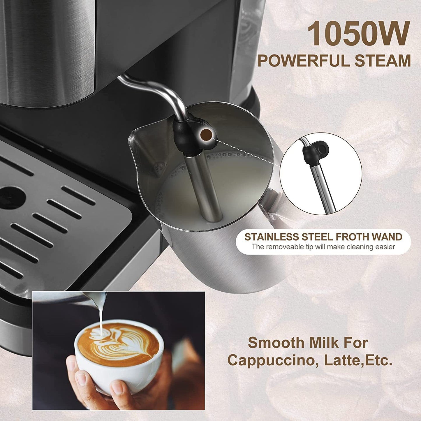 Italian Semi-automatic Concentrated High Pressure Extraction Frothed Milk Coffee Machine