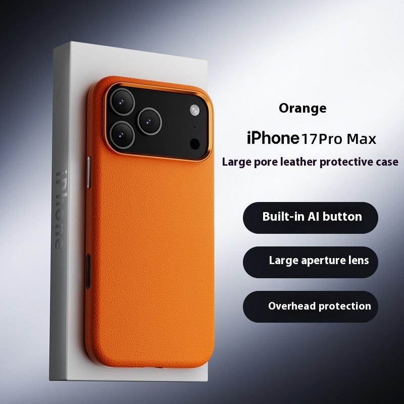 Applicable Plain Leather Phone Case Button Drop-resistant