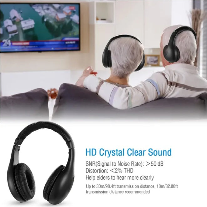 Wireless RF Headphones HiFi Over Ear Headsets RF Transmitter Receiver